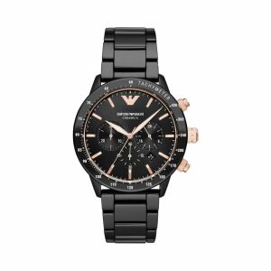 Emporio Armani AR70002 Herrenuhr, schwarze Keramik mit roségoldenen Akzenten - Mode & Kleidung