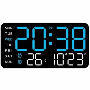 LED digitális óra, 11,5 hüvelykes, fali vagy asztali tartó, kék 140271232 - Ébresztőóra