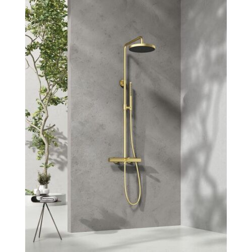 Arezzo Design Elegant szálcsiszolt arany termosztatikus zuhanyrendszer esőztető és kézi zuhannyal - Arezzo Design