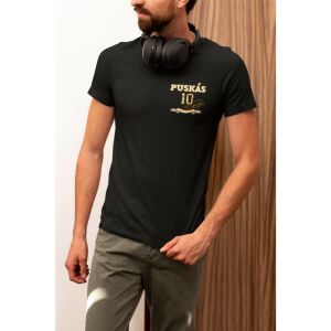 Puskás póló felnőtt PUSKÁS10 fekete kis címer 140341056 - Férfi póló