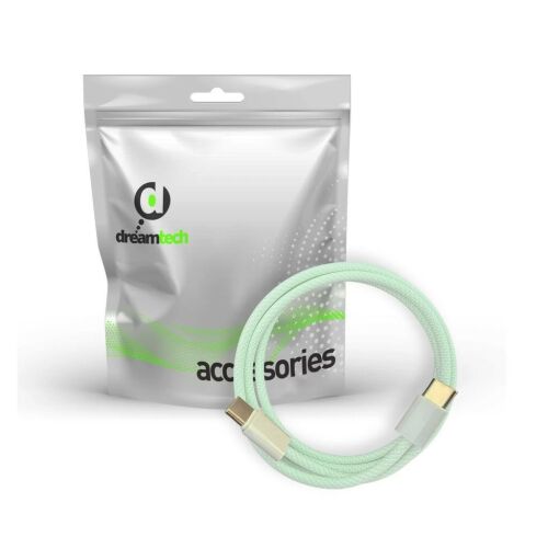 Dreamtech PD fonott kábel zöld USB-C / USB-C 3A 60W 1M 140342313