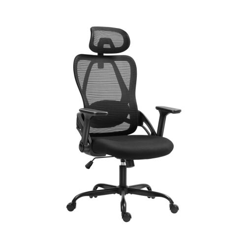 Ergonomikus irodai szék állítható fejtámla, 3D kartámasz, fekete