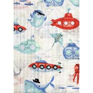 Mintás textil pelenka 1db-os - Tengeralattjáró kék-piros 140347012 - Textil pelenka