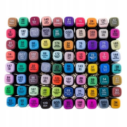 RT 80-dielna sada obojstranných liehových fixiek, farebná paleta