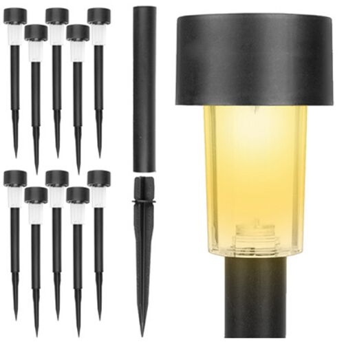 Gardlov set de 10 lămpi solare LED negre pentru grădină, 37cm, pentru iluminat exterior alei