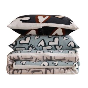 Egymásra rakott Sunlower Flanel Ágyneműhuzat Szett Szív Mintával - Ágynemű - ifjúsági és felnőtt