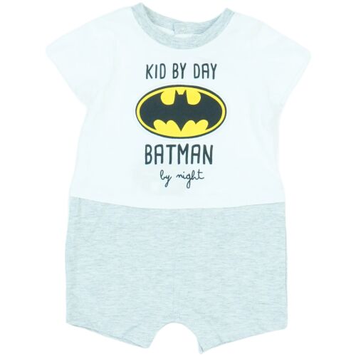 DC Comics Batman baba napozó, szürke és fehér, 'Kid by Day, Batman by Night' nyomtatással - Baba rugdalózó és napozó