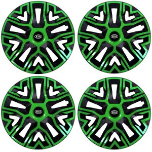 Set 4 Capace Roti 16 inchi (R16), Best Verde-Negru, Compatibile Cu Kia