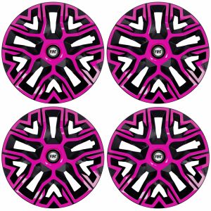 Set 4 Capace Roti 14 inchi (R14), Best Roz-Negru, Compatibile Cu Fiat