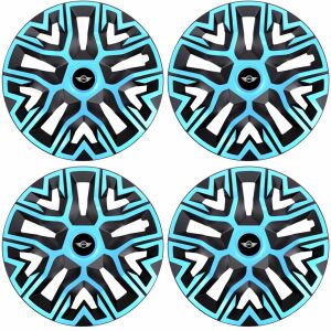 Set 4 Capace Roti 16 inchi (R16), Best Azur-Negru, Compatibile Cu Mini