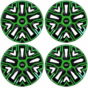 4 db-os 14 colos dísztárcsa készlet, zöld-fekete színben, Kia kompatibilis