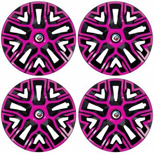 4 db-os 16 colos dísztárcsa készlet, rózsaszín-fekete színben, kompatibilis az új BMW-kkel