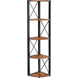 VASAGLE Ipari Stílusú 5-Szintes Sarokpolc Rusztikus Barna-Fekete