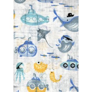 Mintás textil pelenka 1db-os - Tengeralattjáró kék-sárga 140368894 - Textil pelenka