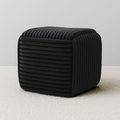 WIKI Puff fekete puff, 43x43x38 cm, kényelmes ülőalkalmatosság