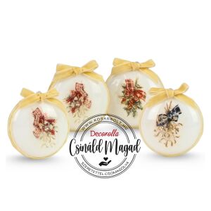 Csináld magad - Műanyag lapos gömb karácsonyi fagyöngy díszítéssel 4db