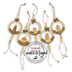Csináld magad - Natúr karika karácsonyi díszek 5db