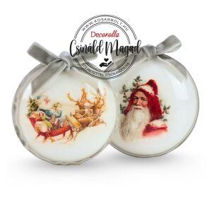 Csináld magad - Műanyag lapos gömb karácsonyi mikulás díszítéssel 2db