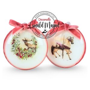 Csináld magad - Műanyag lapos gömb karácsonyi hintaló díszítéssel 2db