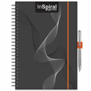 Dayliner agenda InSpiral A5 heti fekete-narancs 2026 140374065 - Irodai kiegészítő