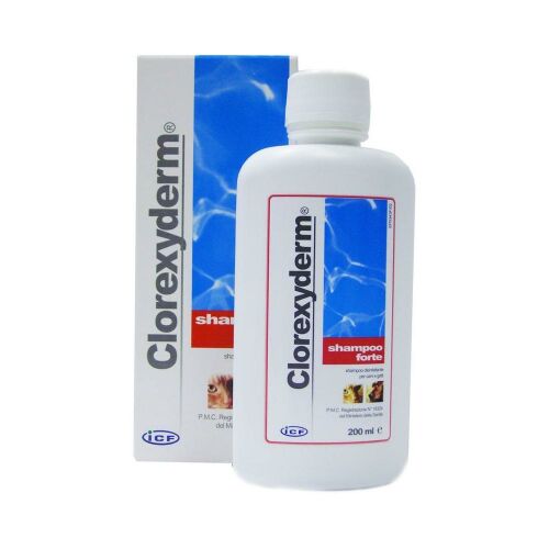 Clorexyderm Forte sampon 200ml kutyáknak és macskáknak pyoderma és dermatitis kezelésére - Kutya sampon