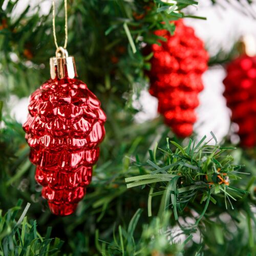 FamilyChristmas Karácsonyfadísz szett - piros toboz - 6 cm - 6 db / szett 140378439