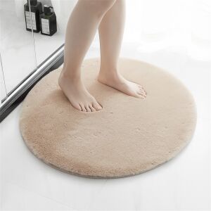 Nyuszi vajpuha Fürdőszoba szőnyeg Bézs Kerek 60cm 140385189 - Fürdőszoba bútor