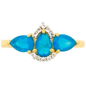 Arannyal Bevont Ezüst Gyűrű Etiópiai Paraiba Kék Opállal és Fehér Topázzal, PCY11331/57 140420452 - Női gyűrű