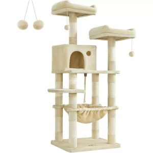Macska kaparófa, cicaházzal, plüss pihenőhelyekkel, bézs 143x55x45cm 140426398 - Állattartás