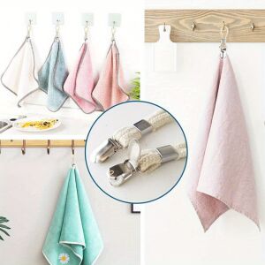 3 cleme din metal inoxidabil pentru prosoape de baie cu mâner 140430268 - Accesorii baie