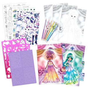 Kreatives Skizzenbuch, Astral Ball, Nebulous Stars – 300 Aufkleber, 90 Schablonen, 6 Buntstifte