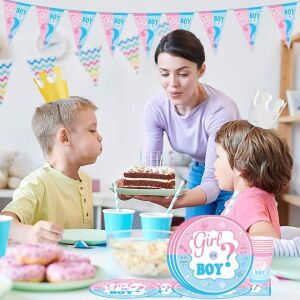 Vesela pentru petrecere Berstzy, 34 piese, carton, alb/roz/albastru 140432154 - Accesorii pentru petrecere