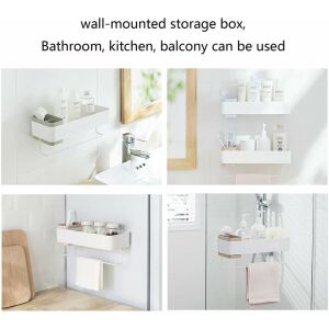 Рафт за съхранение, пластмаса/метал, бял, 33 x 13 x 14,4 см 140432178 - Рафт за баня