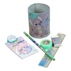 Disney Lilo & Stitch Star Stuff Set Papetărie 7 piese Despachetat - Suport creioane, Caiet, Riglă, Radieră, Ascuțitoare, Creion, Clip - Seturi de papetărie