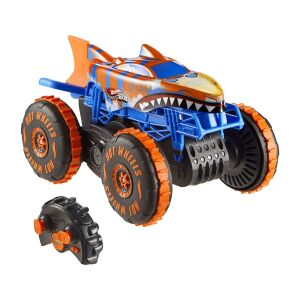 Hot Wheels Monster Trucks Mega Tiger Shark távirányítós autó és távirányító - Mattel