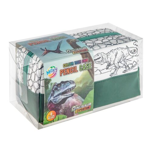 Moxy dinoszauruszos kiszínezhető tolltartó 6 db filctollal Grafix