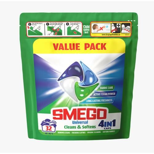 32 db-os mosókapszula csomag, 4-az-1-ben hatás, fehér és világos ruhákhoz