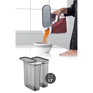 Set od 2 Tárolódoboz, 2.7L plastične posude za hranu s poklopcem, antracit - Spremnik za hranu