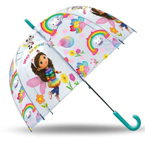 Priehľadný detský dáždnik Nickelodeon Gabi's Dollhouse 74 cm, detská ochrana pred dažďom