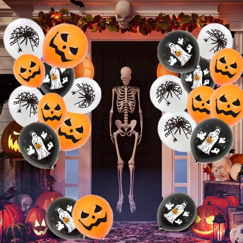 Zestaw dekoracji na imprezę Halloween YANGJI, folia/lateks, wielokolorowy, 16 elementów