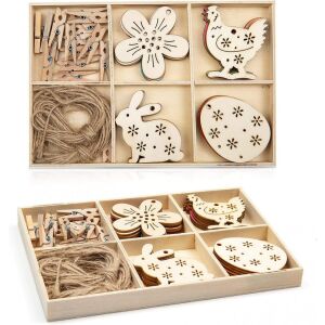 Set de 20 forme pentru Paste Wodasi, lemn, natur 140454832 - Decorațiuni de Paște