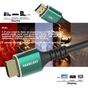 Kabel HDMI AKKKGOO, 8K, czarno-zielony, 3 m 140454908 - Kabel