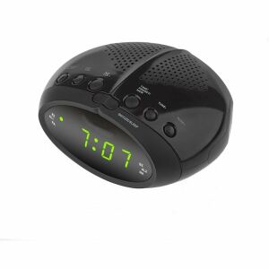 Hordozható rádió, órával és ébresztővel, digitális, rádióállomás-memória, szundi ébresztő, altató rádió, fekete