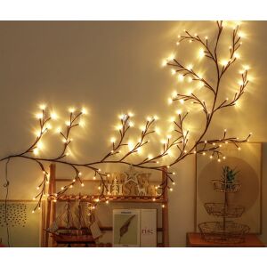 Hajlékony ágfüzér, LED izzókkal, távirányítóval és USB tápegységgel, 1,6 m, 72 LED, fehér