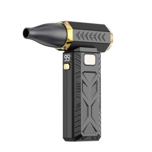 Autós porszívó/fúvó, 2 fejjel, USB töltéssel, nagy teljesítményű és tartós, digitális kijelzővel, be/ki gombbal, fekete