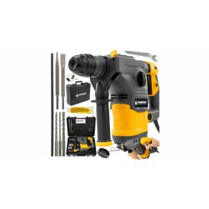 Powermat 2600W fúrókalapács SDS-PLUS tokmánnyal, fúrófejekkel, vésőkkel és tartozékokkal - Szerszámgép