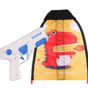 Set 2 Piese Jucarie Interactiva, Flippy, Pistol de Catapultare + Zmeu, din Plastic si Panza, +8 Ani, Impermeabil, Model Dragon cu Flacari, Multicolor