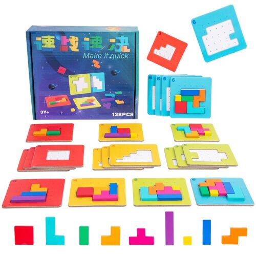 Joc Interactiv, Flippy, Tip Puzzle, din Lemn, +3 Ani, 128 Piese, 15 x 17 x 3.5 cm, Multicolor 140464227