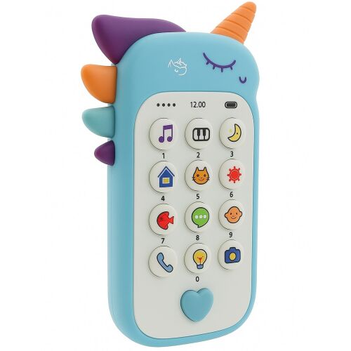 Jucarie Interactiva, Flippy, Telefon Inteligent, Model Unicorn, Functii Educative, Muzicale si Voce, 4-6 ani, 19 x 11.5 cm, din Plastic, Albastru 141205295