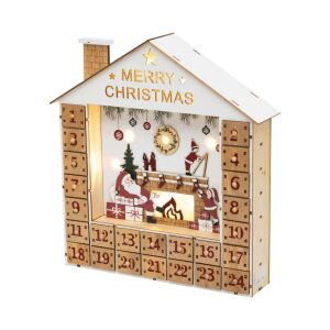 HOME KLW24 LED-es adventi naptár, 10 db melegfehér LED, fa és műanyag, elemes tápellátás, beltéri kivitel 140466202 - Home